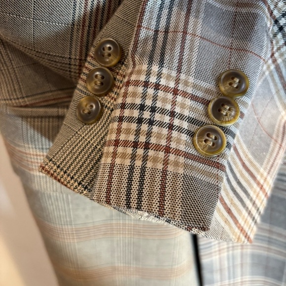 AVEC LES FILLES Sz XS Trench Coat Mixed Plaid Patternn Double Breasted Lined - Picture 7 of 14